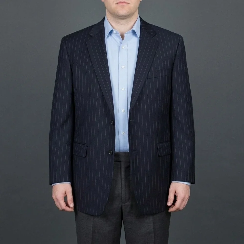 Lauren Ralph Lauren L517397F Pinstripe Blazer‎ Men 44R Navy EUC